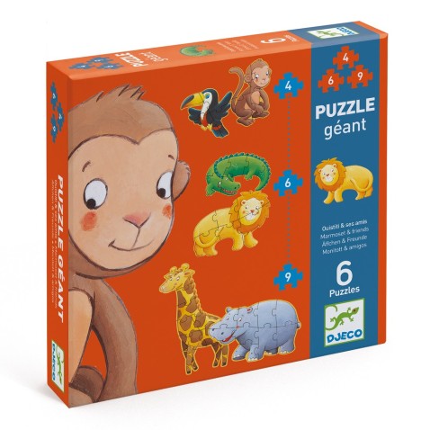 6 puzzle-ból álló készlet a legkisebbeknek - Majom és barátai