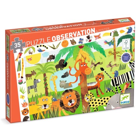 Keresős puzzle plakáttal - Jungle - 35 db