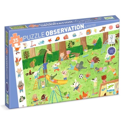 Keresős puzzle plakáttal - Állatkáknak való játszótér - 35 db