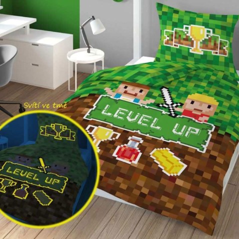 Világító ágynemű Kockák Level Up