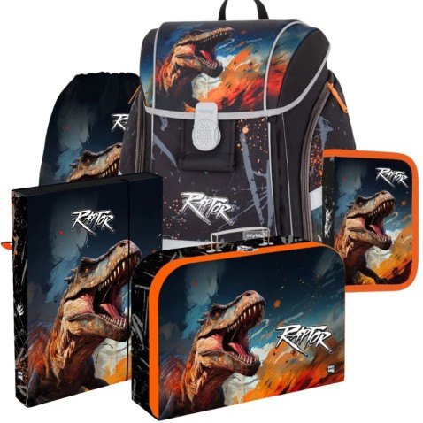 Oxybag Premium Light Dino Raptor iskolatáska – 5 darabos szett