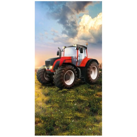 Piros traktor strand törölköző