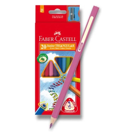 Faber-Castell Junior Triangular színes ceruzák – 20 szín + hegyező