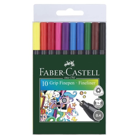 Faber-Castell GRIP tűfilcek – 0,4 mm, 10 szín