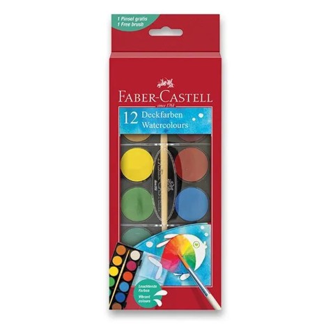 Faber-Castell vízfestékek, nagy 30 mm – 12 szín