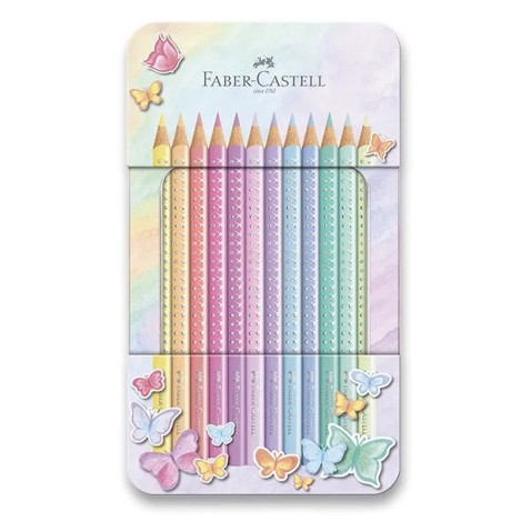 Faber-Castell Sparkle színes ceruzák fémdobozban – 12 pasztellszín