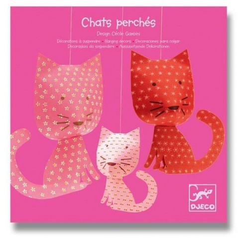 Djeco függő dekoráció - rózsaszín macskák