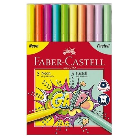 Faber-Castell Grip Neon és pasztell filctoll 10 színben