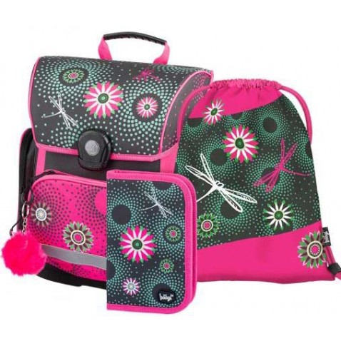 BAAGL iskolai szett Klasik Virágok iskolatáska + tolltartó + tornazsák