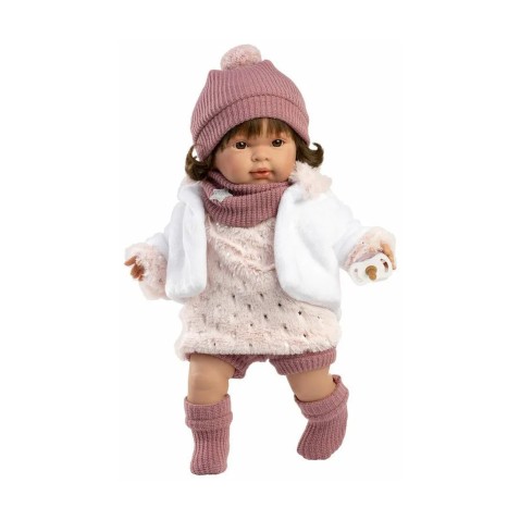 Llorens 42162 – élethű, hangot adó baba puha textiltesttel CARLA – 42 cm