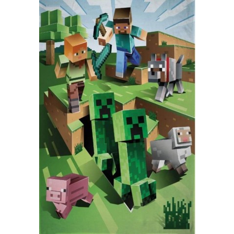 Gyerek flísz takaró Minecraft Farm