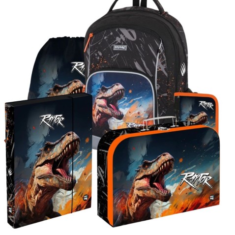 OXYGO Dino Raptor iskolai hátizsák – 5 darabos szett