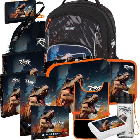 OXYGO Dino Raptor iskolai hátizsák – 13 darabos szett
