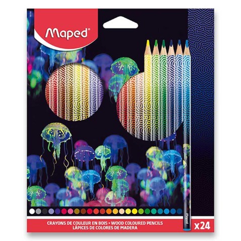 MAPED Metal box háromszögletű színes ceruza 24 db.