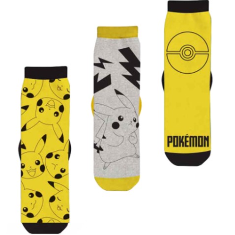 Pokémon zokni, 3 darabos csomag, sárga