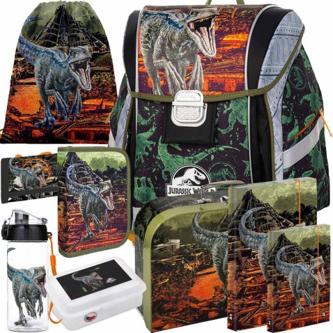 Oxybag PREMIUM LIGHT Jurassic World iskolatáska, 9db. szett