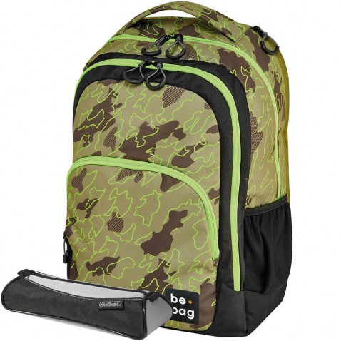 Herlitz be.ready Abstract Camouflage diák hátizsák és henger tolltartó ajándékba