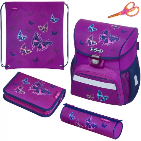 Herlitz Loop iskolatáska Csillogó pillangó 4 darabos szett