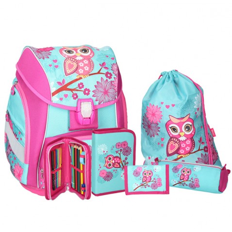 Iskolatáska Spirit Pro light Bagoly 5 db. részlet Alsósoknak