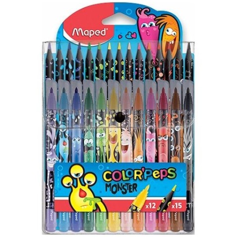 Maped Color'Peps Monster filctoll és színes ceruza készle 12+15db.