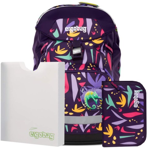 Ergobag Prime Jungle Lumi, iskolatáska  szett hátizsák+tolltartó+füzettartó box