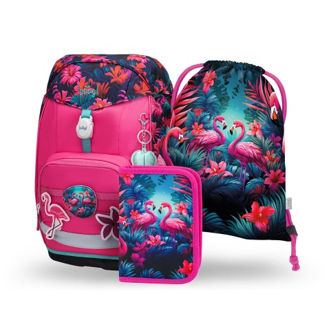 BAAGL Airy Plus Flamingók iskolatáska – 3 részes szett