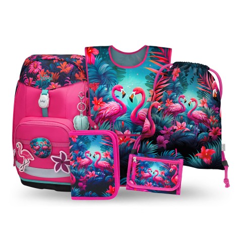 BAAGL Airy Plus Flamingók iskolatáska – 5 részes szett