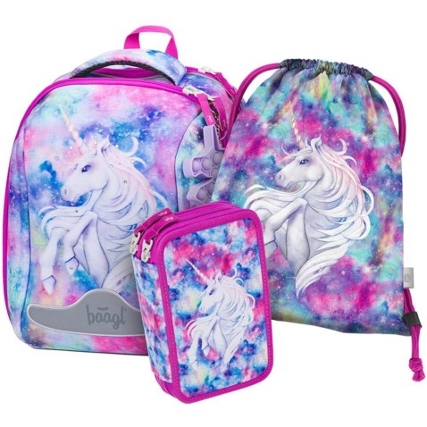 BAAGL Shelly Unicorn iskolai szett hátizsák + tolltartó + tornazsák