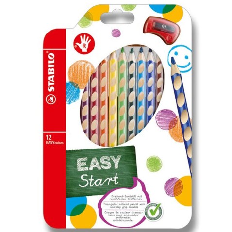 Stabilo EasyColors 12 darabos színes ceruza balkezesnek, hegyezővel