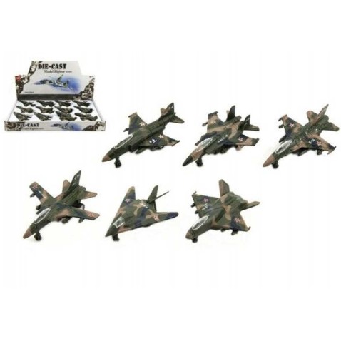 Vadászgép 4 db fém/műanyag 10 cm-es visszahúzós, vegyes színek