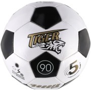 Focilabda, varrott bőr, 23 cm, 5-ös méret, fekete-fehér