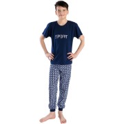 Fiú pizsama Bettymode SPORT SÖTÉTKÉK rövid ujjú póló