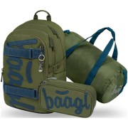 Iskolatáska felsősöknek Baagl Skate Olive szett
