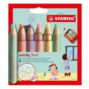 Stabilo Woody 3 az 1-ben, színes ceruza, 6 db. PASZTEL