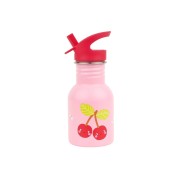 A Little Lovely Company - rozsdamentes acél egyrétegű ivópalack, 350 ml – vidám cseresznyék