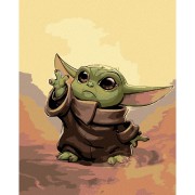 BABY YODA - gyémántfestés kereten 40x50 cm