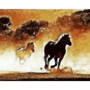 Futó lovak - gyémántfestés kereten 40x50 cm