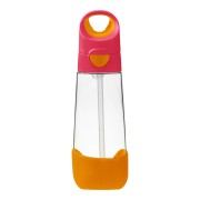 Szívószálas ivópalack 600 ml – rózsaszín/narancssárga