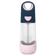 Szívószálas ivópalack 450 ml – indigó/rózsaszín