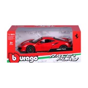 Bburago - RACE+PLAY Ferrari 488 Pista, piros, 1:24