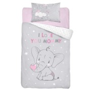 Elefánt gyermek pamut ágynemű kiságyba, rózsaszín, 100x135