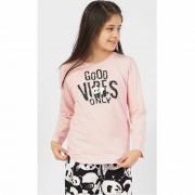 Vienetta Good vibes only hosszúnadrágos lányka pizsama, rózsaszín
