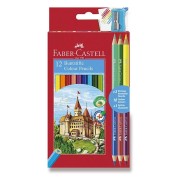 Faber-Castell színes ceruzák – 12 + 3 db kétvégű színes ceruza + hegyező