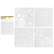 Karácsonyi ablakmatricák ezüst csillámmal 180x180mm