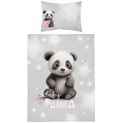 Baby Panda szürke ágyneműhuzat kiságyba