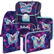 Oxybag Premium lila pillangós iskolatáska – 5 darabos szett