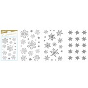 Karácsonyi ablakmatricák hópelyhek - ezüst 8x12cm